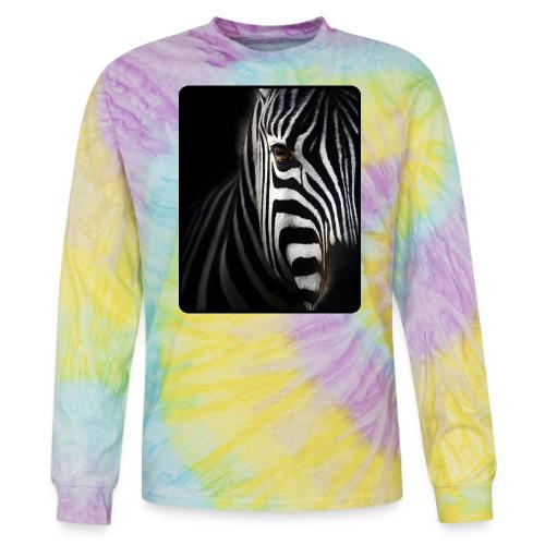 Zebra High Contrast Portrait Design - Tie Dye Long Sleeve T-shirt