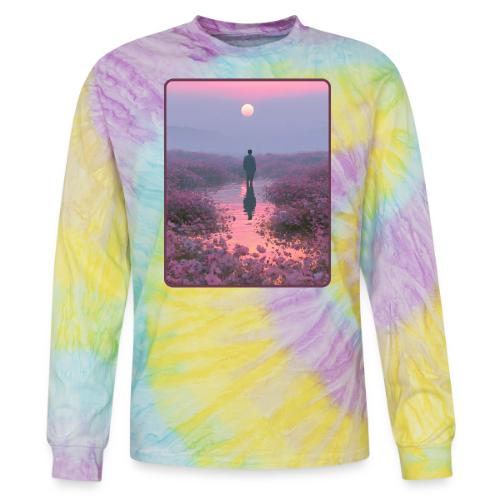 Ethereal Sunset Flower Field Art - Tie Dye Long Sleeve T-shirt
