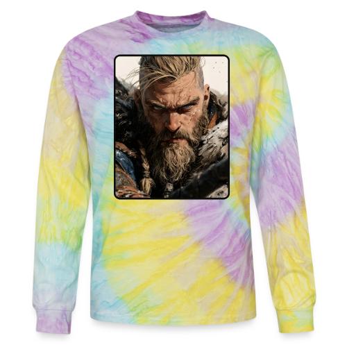Fierce Viking Warrior Portrait - Tie Dye Long Sleeve T-shirt