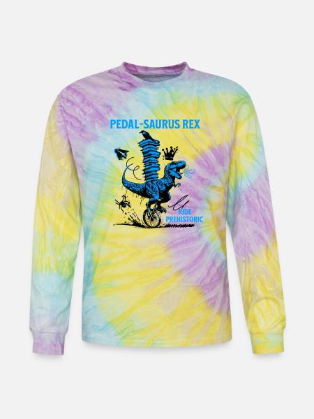 Pedal-Saurus Rex – Ride Prehistoric - Tie Dye Long Sleeve T-shirt - mystique