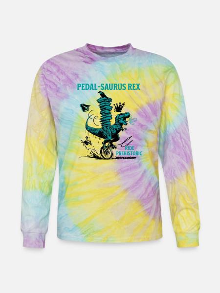 Pedal-Saurus Rex – Ride Prehistoric - Tie Dye Long Sleeve T-shirt - mystique