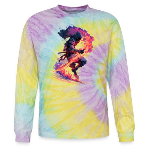 Flaming Ninja Warrior Fantasy Design - Tie Dye Long Sleeve T-shirt