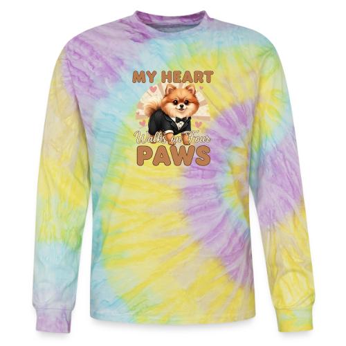 My Heart Walks on Four Paws – Pomeranian tee - Tie Dye Long Sleeve T-shirt