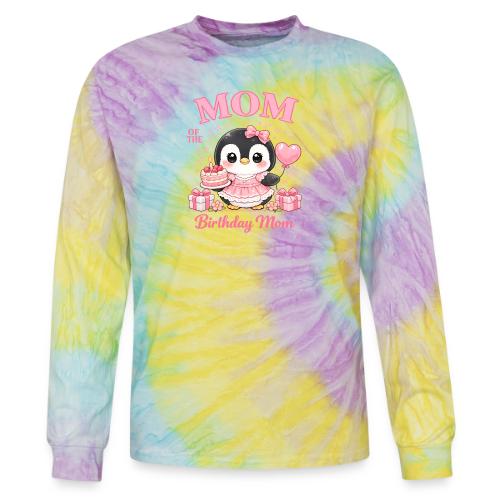 Cute Penguin Birthday Mom Kawaii Cake Balloon Gift - Tie Dye Long Sleeve T-shirt