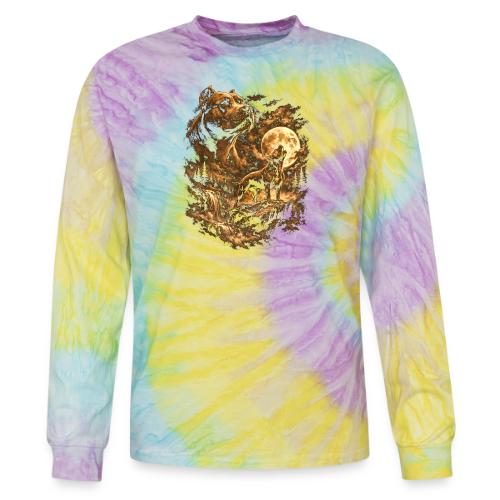 Pit Bull Howling Moon Fantasy Forest Tee - Tie Dye Long Sleeve T-shirt