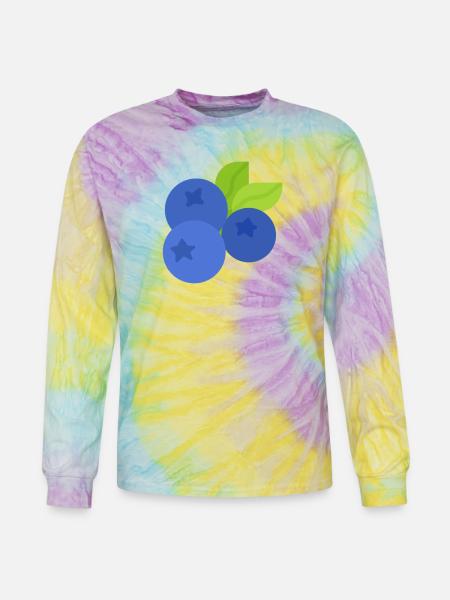 Fresh Blueberry Botanical Illustration - Tie Dye Long Sleeve T-shirt - mystique