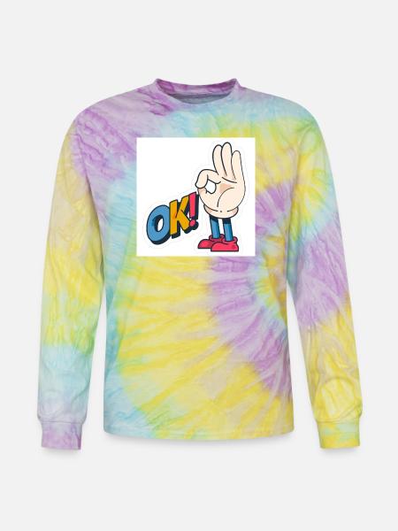 Hand Gesture OK with Bold Text - Tie Dye Long Sleeve T-shirt - mystique