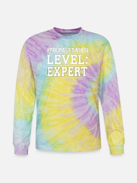 Procrastination Level Expert Print - Tie Dye Long Sleeve T-shirt - mystique