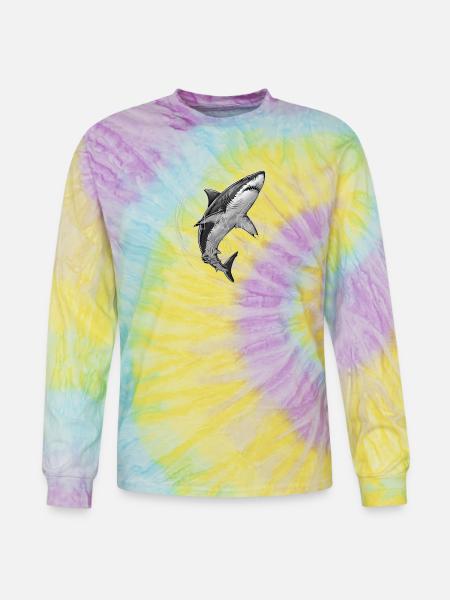 Shark Circle Mono Graphic - Tie Dye Long Sleeve T-shirt - mystique