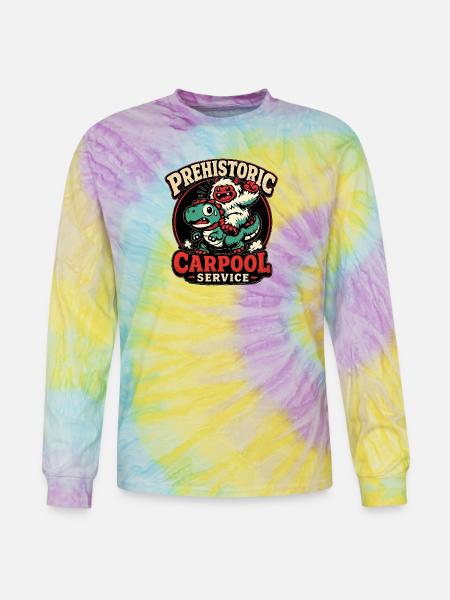 Prehistoric Carpool Service - Tie Dye Long Sleeve T-shirt - mystique