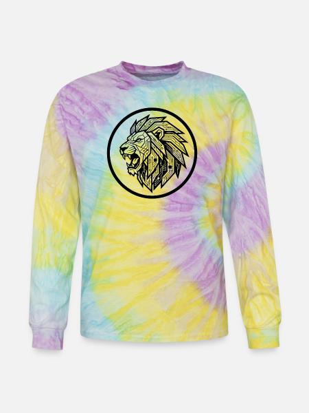Future Tech Lion - Geometric Circuit Art - Tie Dye Long Sleeve T-shirt - mystique