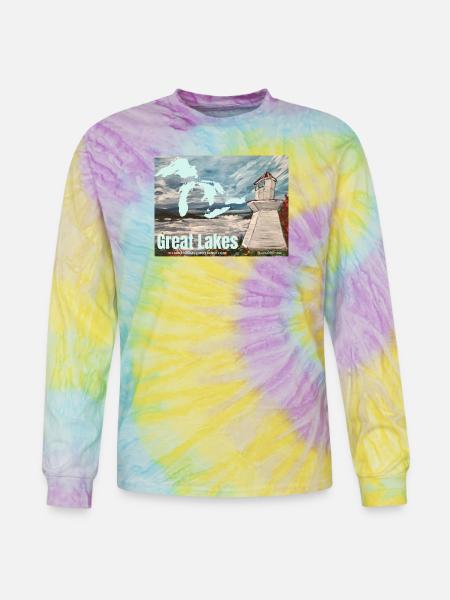 Great Lakes Lighthouse Poster - Tie Dye Long Sleeve T-shirt - mystique