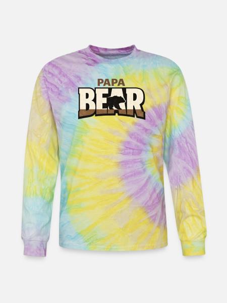 Papa Bear Rustic Logo - Tie Dye Long Sleeve T-shirt - mystique