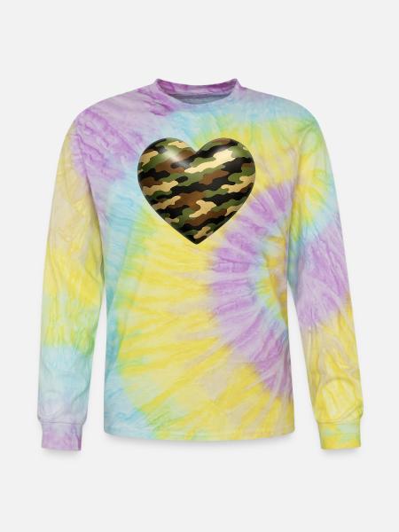 Camo Heart - Tie Dye Long Sleeve T-shirt - mystique