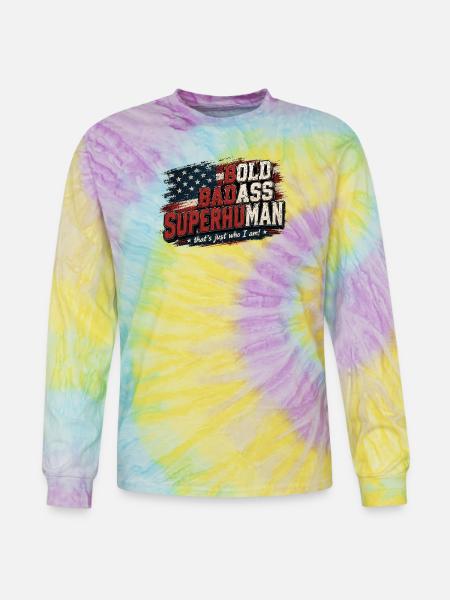 Bold Badass Superhuman Flag Art - Tie Dye Long Sleeve T-shirt - mystique