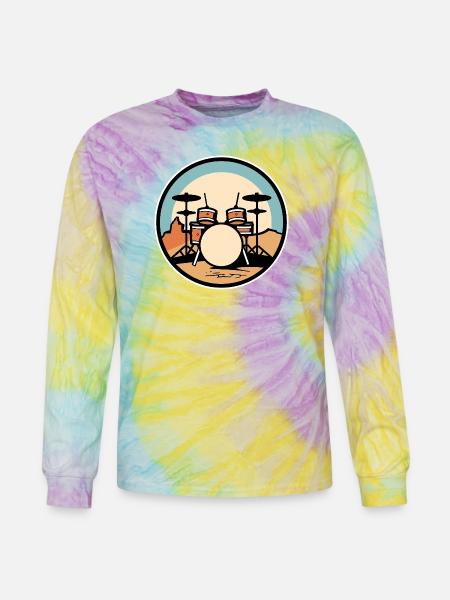 Drum Kit Artwork - Tie Dye Long Sleeve T-shirt - mystique