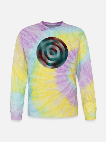 Spiral Teal Red Gradient Rings - Tie Dye Long Sleeve T-shirt - mystique