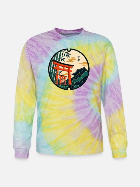 Kyoto Manhole Art - Tie Dye Long Sleeve T-shirt - mystique
