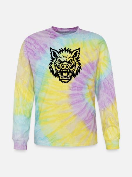 Raging Boar Line Art - Tie Dye Long Sleeve T-shirt - mystique