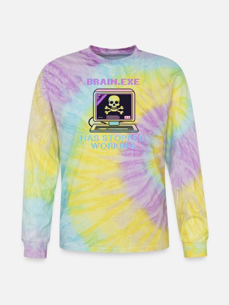 Neon Retro Skull Computer - Tie Dye Long Sleeve T-shirt - mystique