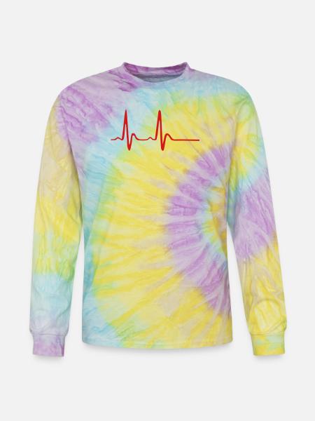 Heartbeat, ECG, EKG - Tie Dye Long Sleeve T-shirt - mystique