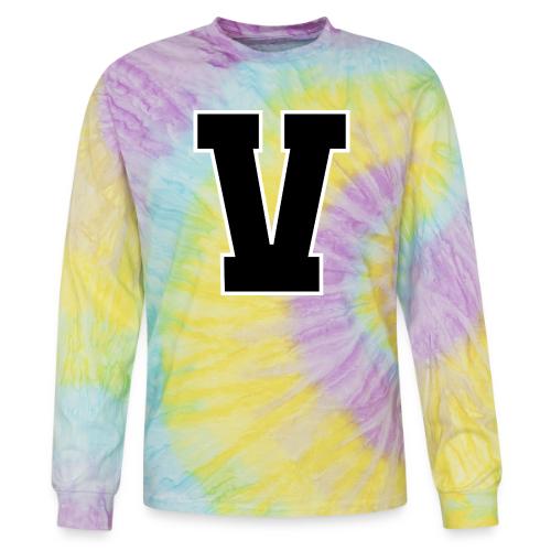 Varsity Letter V Athletic Alphabet Graphic - Tie Dye Long Sleeve T-shirt