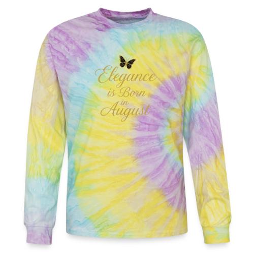 Elegance Is Born in August | Gold Butterfly - Tie Dye Long Sleeve T-shirt
