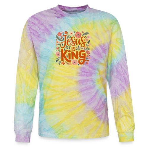 Jesus Is King – Floral Christian Typography Design - Tie Dye Long Sleeve T-shirt