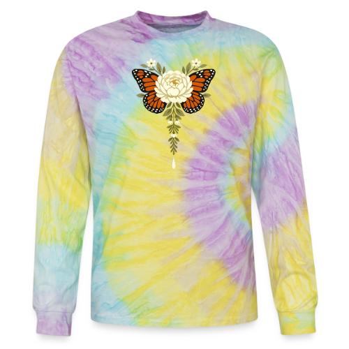 Monarch Butterfly Floral Botanical Art - Tie Dye Long Sleeve T-shirt