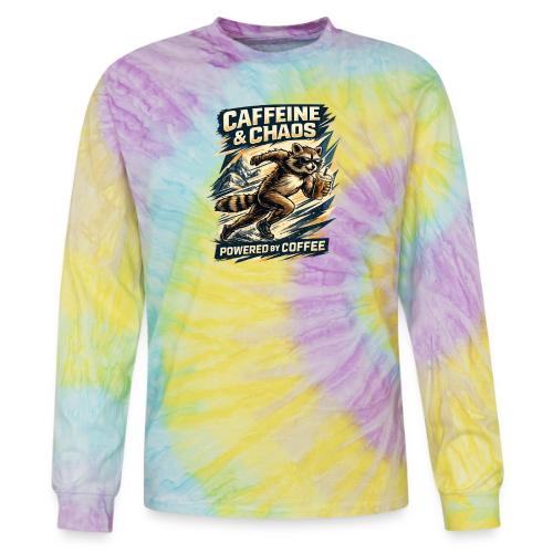 Funny Caffeine Chaos Raccoon Coffee Lover Morning - Tie Dye Long Sleeve T-shirt