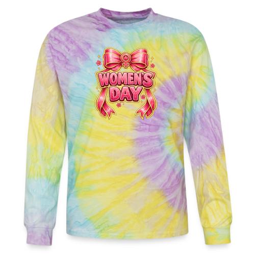 Cute Pink Bow Women’s Day Feminist Symbol - Tie Dye Long Sleeve T-shirt