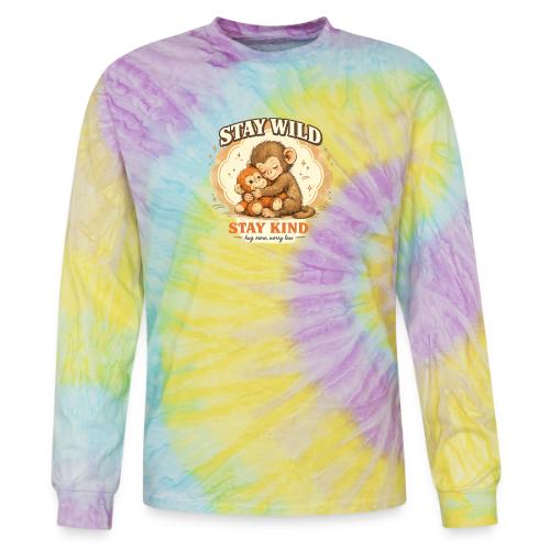 Stay Wild Stay Kind Punch Monkey Hug - Tie Dye Long Sleeve T-shirt