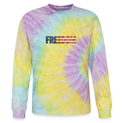 Freedom American Flag Distressed Patriotic Shirt - Tie Dye Long Sleeve T-shirt