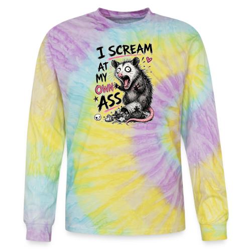 Funny Opossum Screaming Graphic Tee - Tie Dye Long Sleeve T-shirt