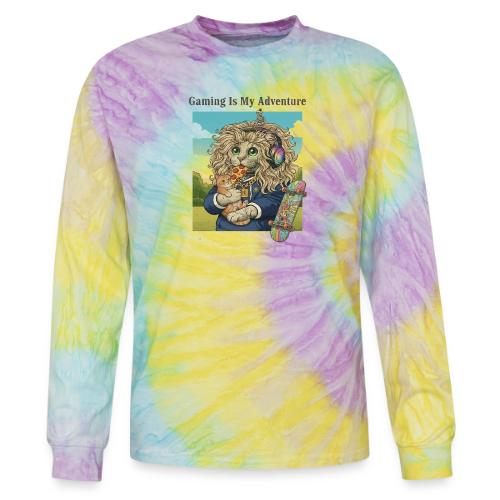Gaming Cat Adventure: Pizza & Skates - Tie Dye Long Sleeve T-shirt