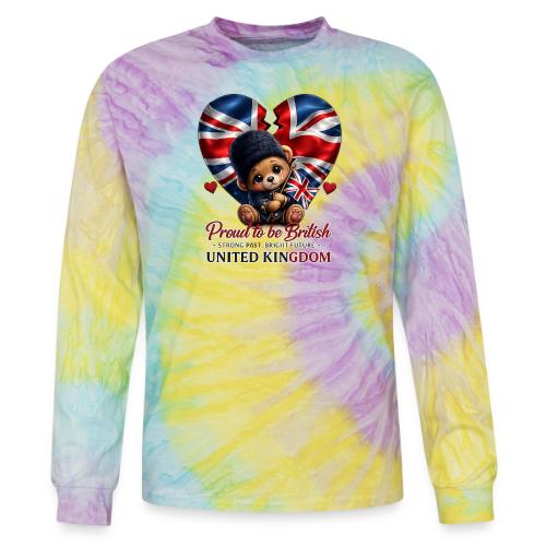 Proud to Be British Teddy Bear UK Patriot Gift - Tie Dye Long Sleeve T-shirt