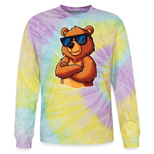 Cool Bear Sunglasses Cartoon Design - Tie Dye Long Sleeve T-shirt