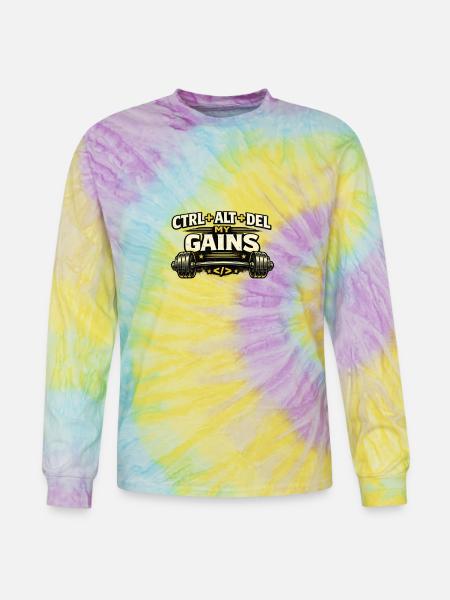 Ctrl Alt Del My Gains - Tie Dye Long Sleeve T-shirt - mystique