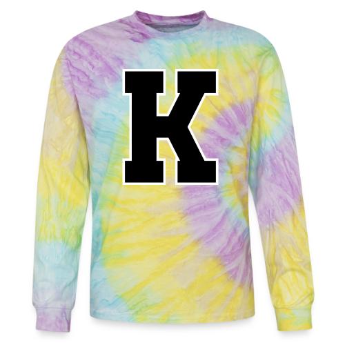 Varsity Letter K Collegiate Font Design - Tie Dye Long Sleeve T-shirt