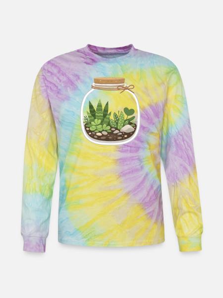Glass Terrarium Garden Scene - Tie Dye Long Sleeve T-shirt - mystique
