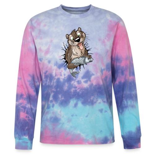 STUCK Otter (front) - black cracks - Tie Dye Long Sleeve T-shirt
