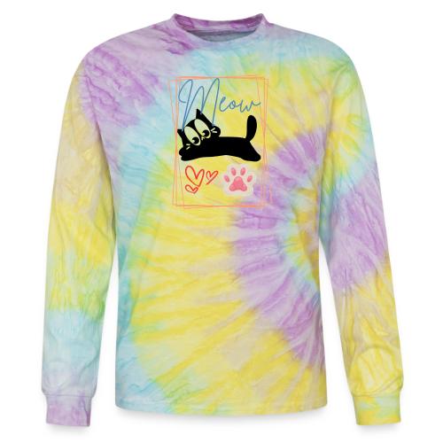 Meow Cat Paw Cute Kitty Lover Design - Tie Dye Long Sleeve T-shirt