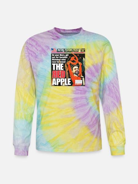 The Red Apple New York Post Zohran Mamdani  - Tie Dye Long Sleeve T-shirt - mystique