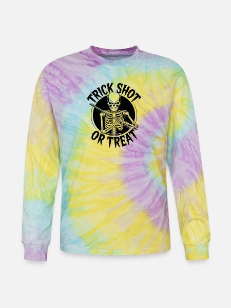 Trick Shot or Treat Skeleton - Tie Dye Long Sleeve T-shirt - mystique