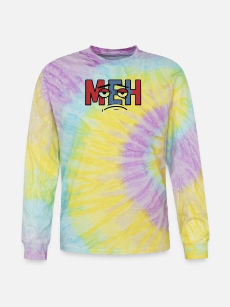 Meh Expression Bold Typography - Tie Dye Long Sleeve T-shirt - mystique