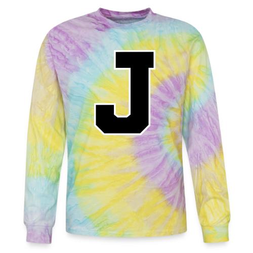 Varsity Letter J Athletic Alphabet Graphic - Tie Dye Long Sleeve T-shirt
