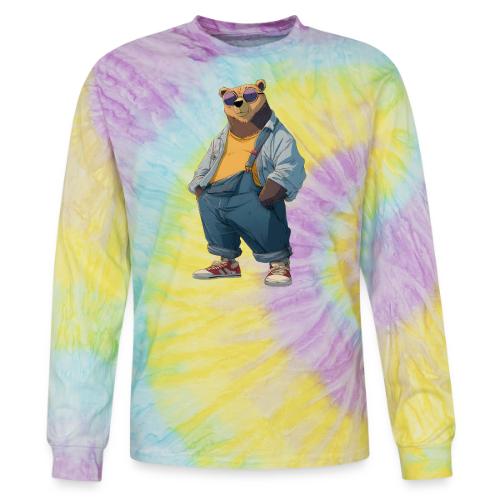Fashion Streetwear Bear Cartoon Art - Tie Dye Long Sleeve T-shirt