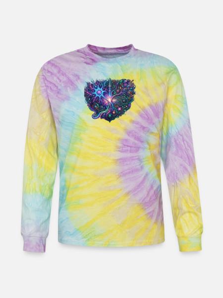 Neon Tree of Circuits - Tie Dye Long Sleeve T-shirt - mystique