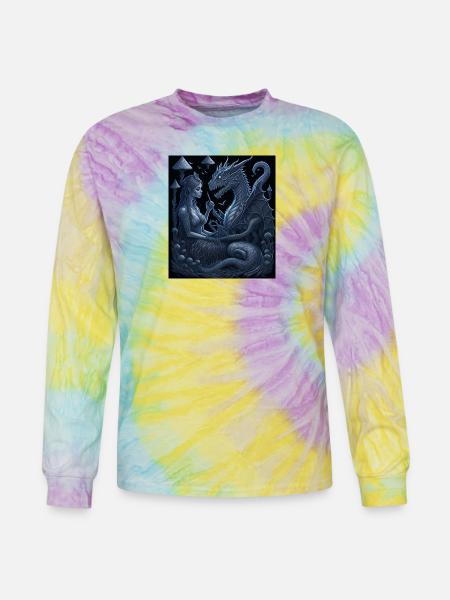 Moonlit Dragon Guardian - Tie Dye Long Sleeve T-shirt - mystique