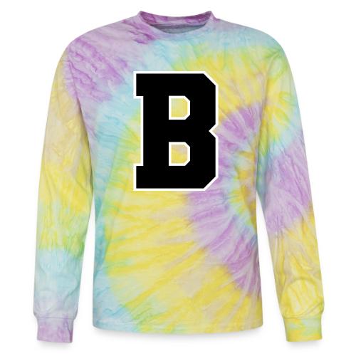 Varsity Letter B Athletic Alphabet Graphic - Tie Dye Long Sleeve T-shirt